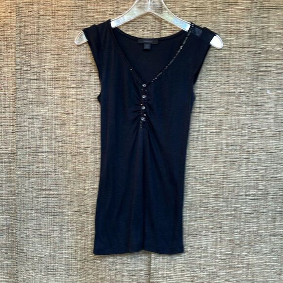 Express Black Top with Button Accents - Picture 1 of 4